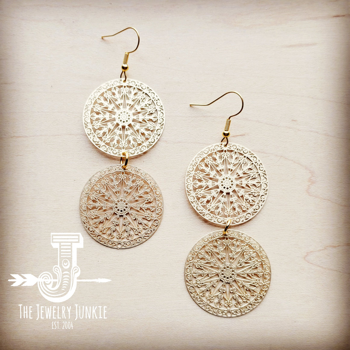 Matte Gold Dangle Filigree Earrings