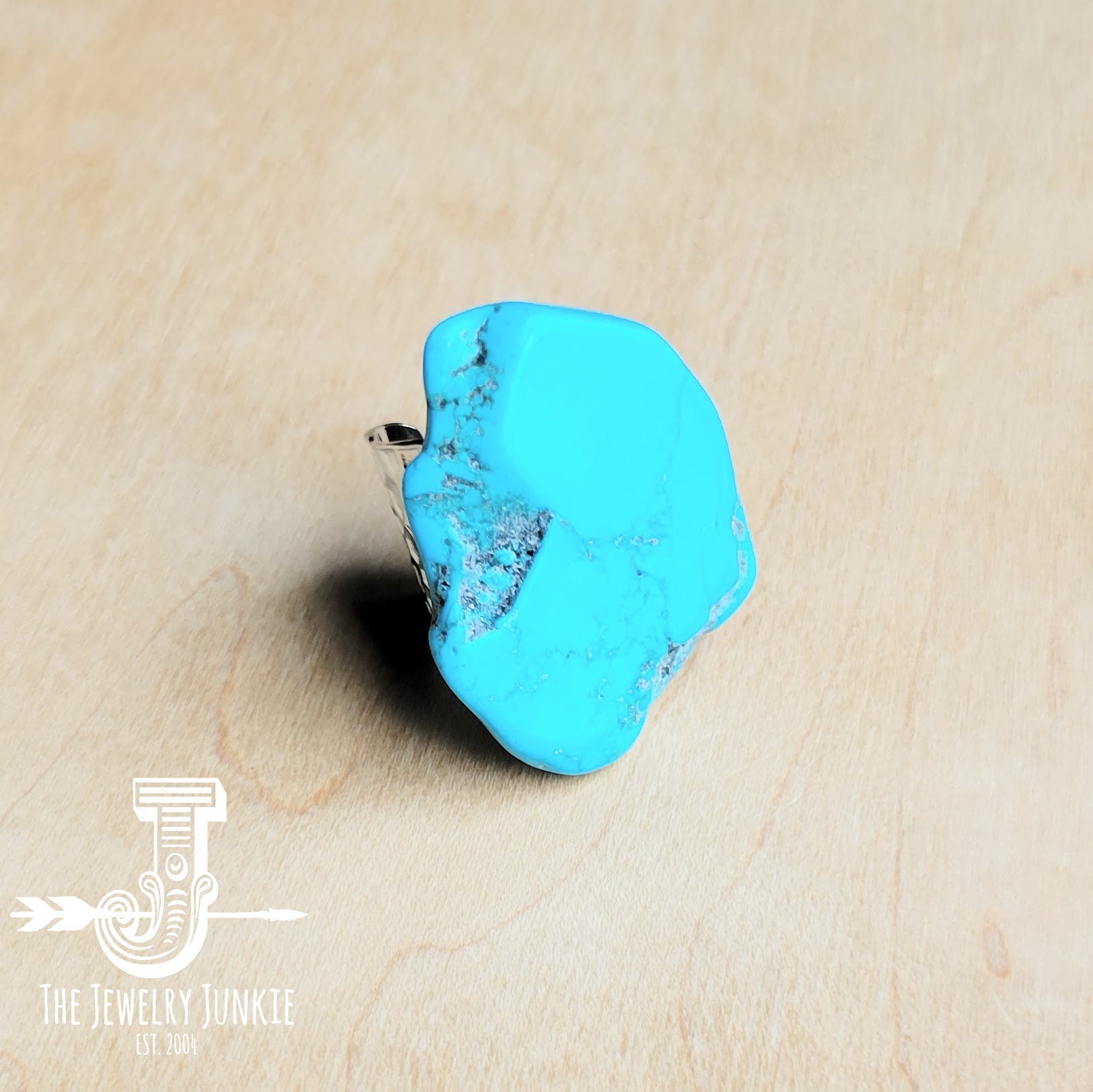 Blue Turquoise Slab Cocktail Statement Ring