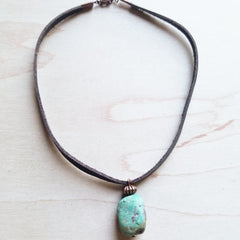 Leather Choker with African Turquoise Accent