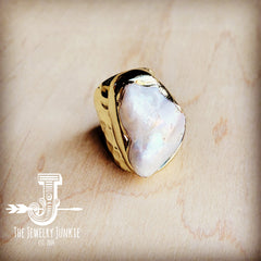 Genuine Freshwater Pearl Ring in Golden Setting