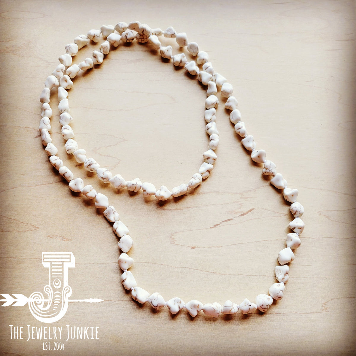 Boho Beaded Layering Necklace w/ White Turquoise