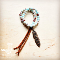 Aqua Terra Jasper Beaded Bracelet w/ Tassel