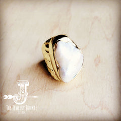 Genuine Freshwater Pearl Ring in Golden Setting