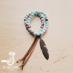 Aqua Terra Jasper Beaded Bracelet w/ Tassel