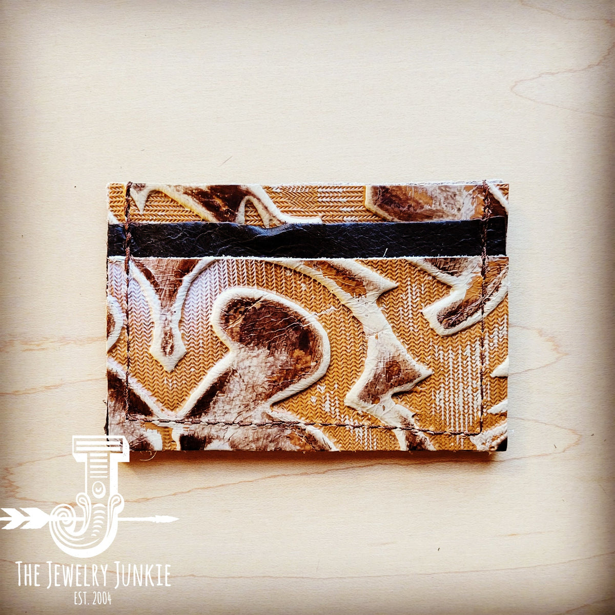 Embossed Leather Credit Card Holder-Sienna Laredo