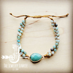 Natural Jasper and Amazonite Woven Bracelet