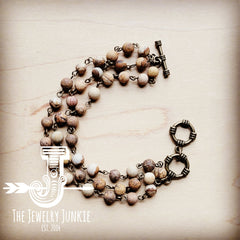 Frosted Picture Jasper Triple Strand Bracelet