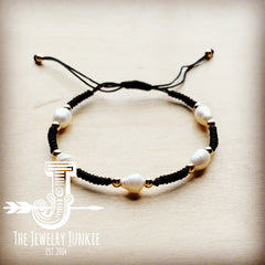 Freshwater Pearl Woven Bracelet in Black