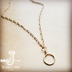 Matte Gold Necklace w/ Matte Gold Circle Pendant