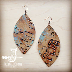 Leather Oval Earring-Driftwood Tarnished Copper