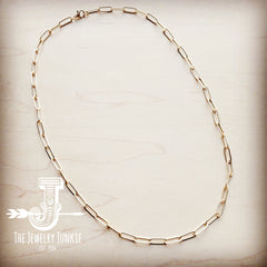 Matte Gold Large Chain Link Layering Necklace-24 inches