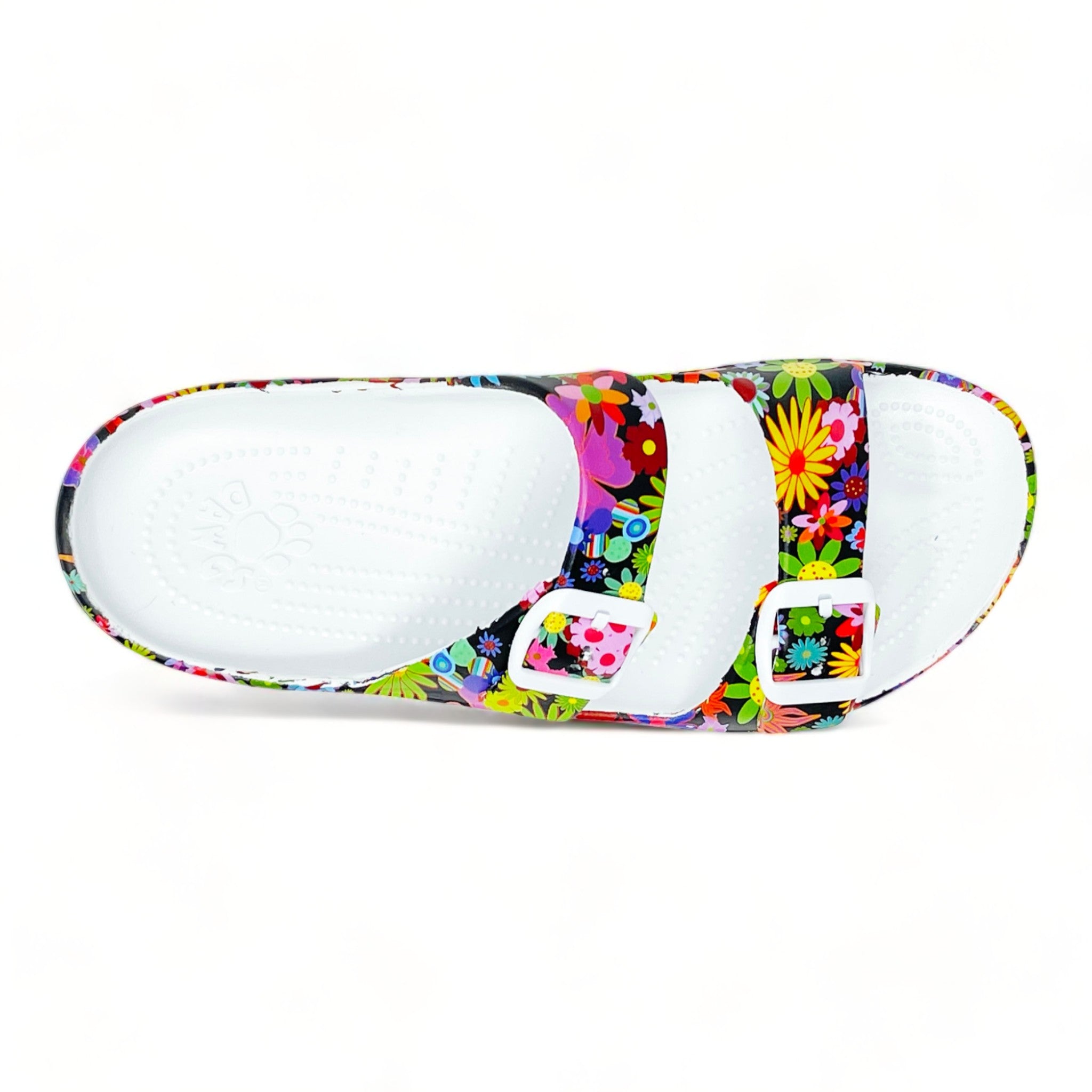 DAWGS Women's PAW Print Adjustable 2-Strap Buckle Sandals - Flower Child