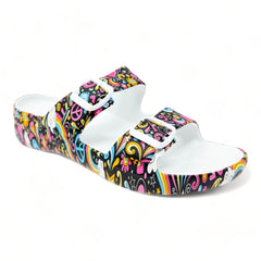 DAWGS Women's PAW Print Adjustable 2-Strap Buckle Sandals - Feelin' Groovy