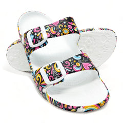 DAWGS Women's PAW Print Adjustable 2-Strap Buckle Sandals - Feelin' Groovy