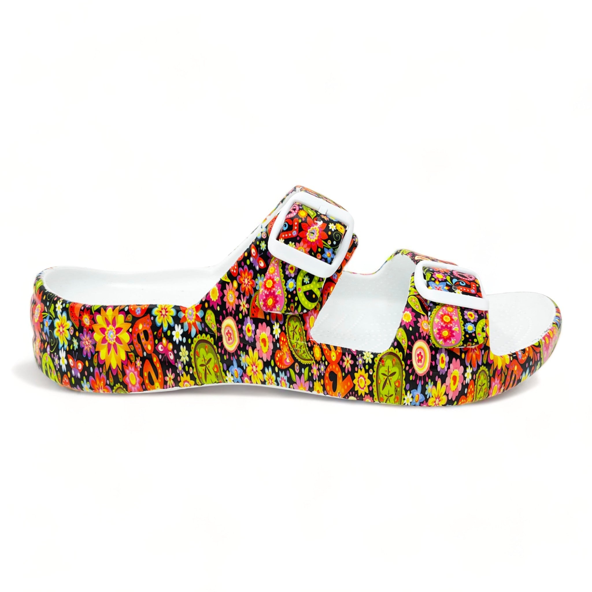 DAWGS Women's PAW Print Adjustable 2-Strap Buckle Sandals - Peace Out