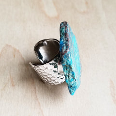 Blue Turquoise Slab Cocktail Statement Ring