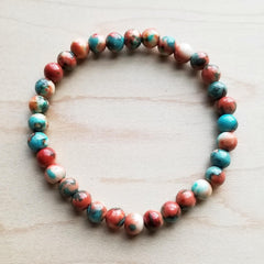 Bracelet Bar-Multi-Colored Turquoise Stretch Beaded Bracelet