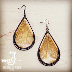 Large Woven Teardrop Earrings in Mustard