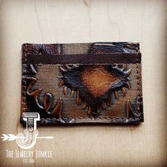 Embossed Leather Credit Card Holder-Brown Laredo