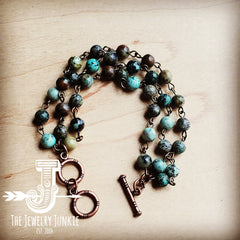 African Turquoise Triple Strand Bracelet