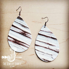 Leather Teardrop Earring-White Chateau