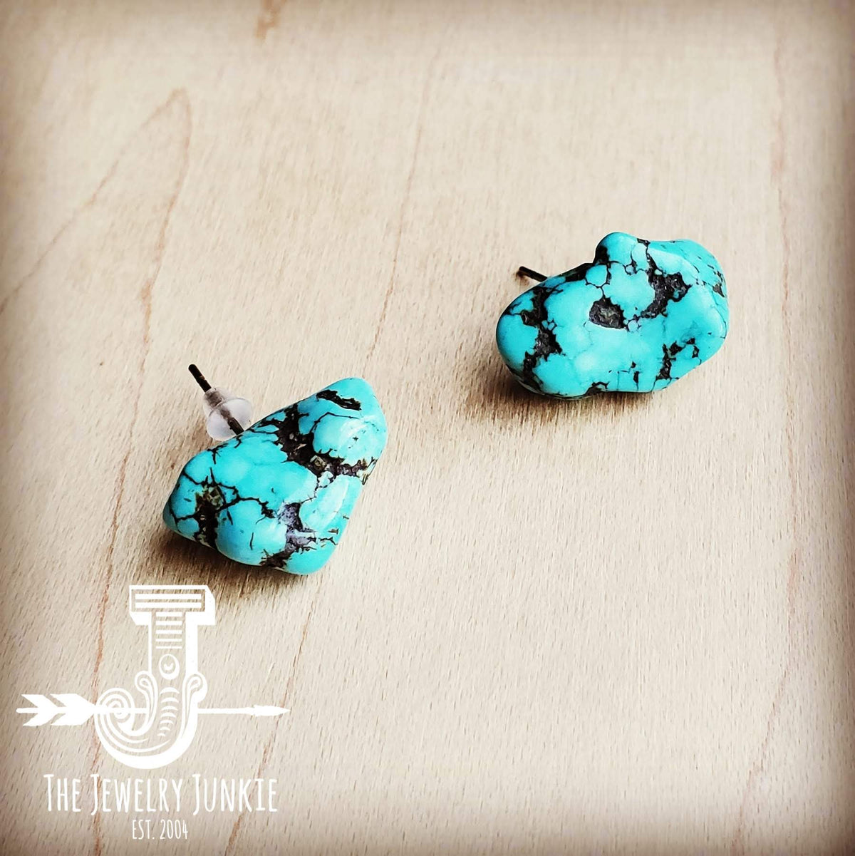 Blue Turquoise Stud Earrings