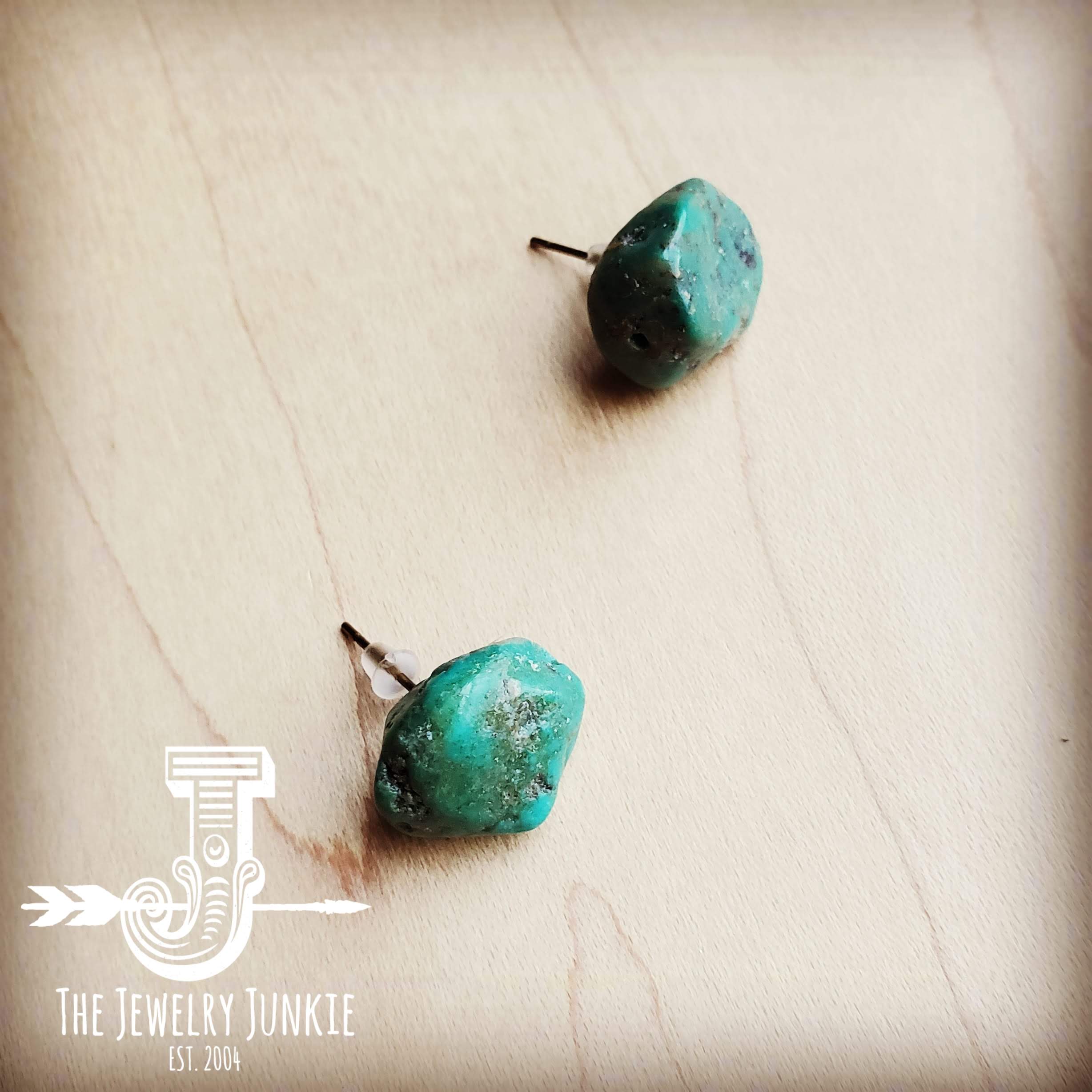 Natural Green Turquoise Stud Earrings