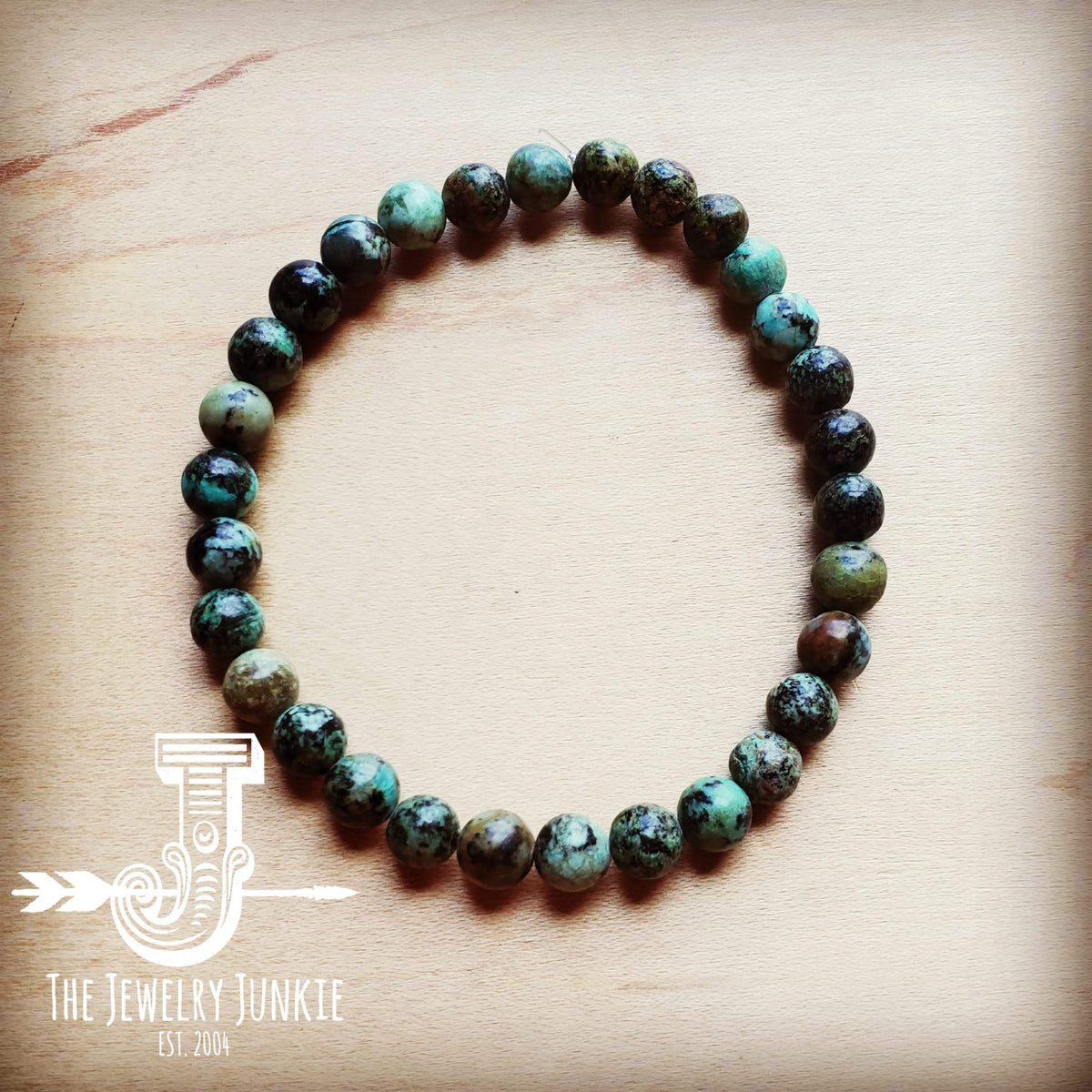 African Turquoise Beaded Stretch Bracelet