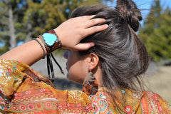 Leather Teardrop Earrings in Brown Laredo