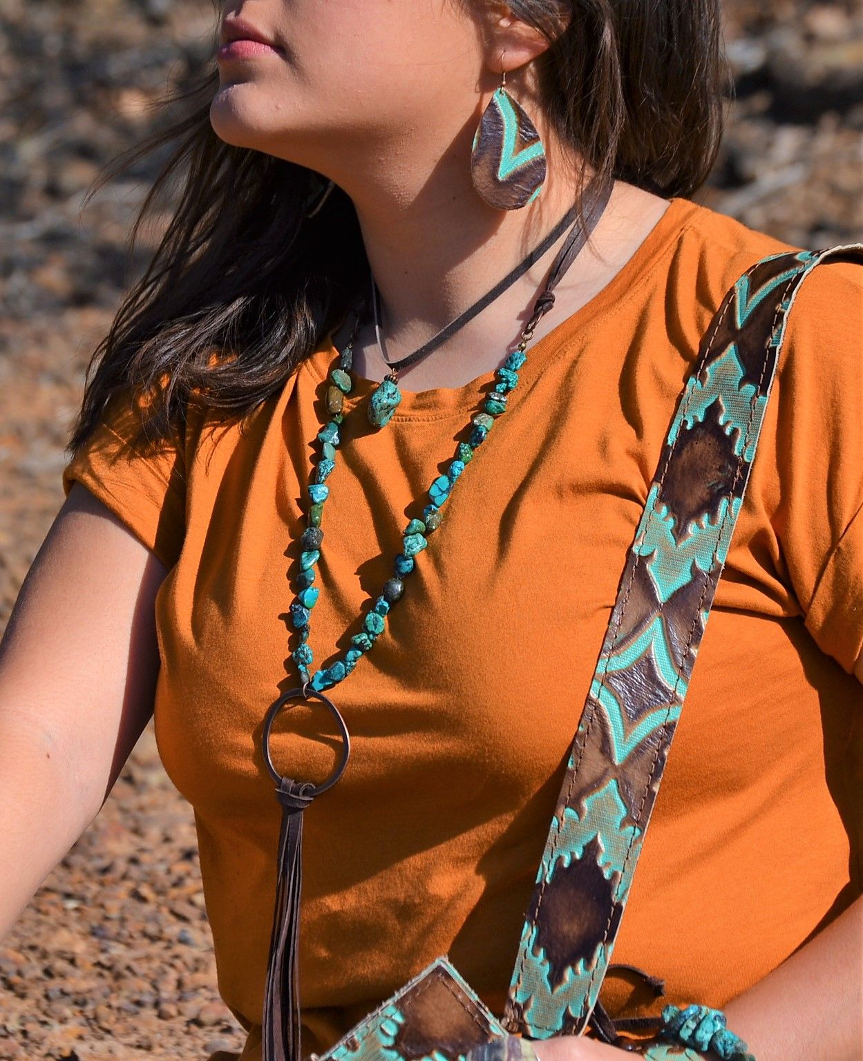 Leather Choker with African Turquoise Accent